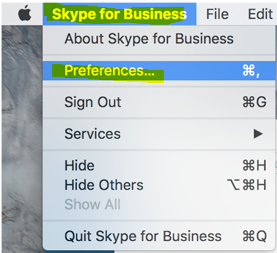 skype for business mac show status